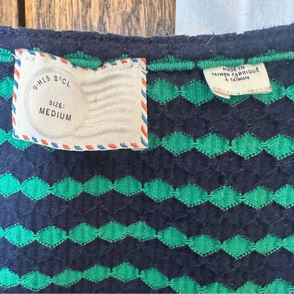 Anthropologie Postmark Blue Green Peplum Top - Picture 7 of 8